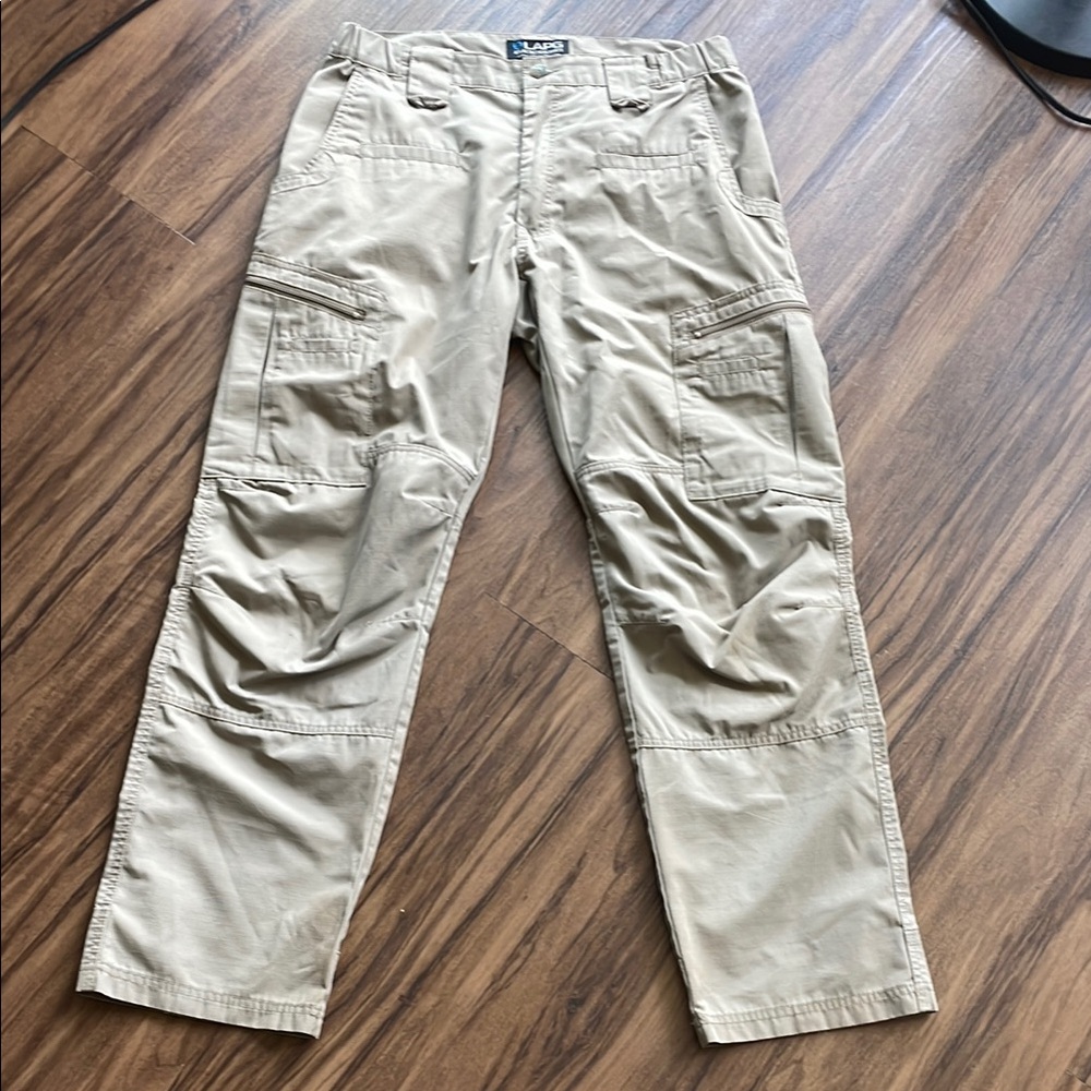 LAPG Tan Cargo Pants Relaxed Fit Cotton Blend 34x32